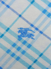 チェックパターンロゴ刺繍ノースリーブトップス　ホワイト/ブルー