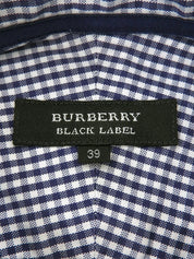 Gingham Check Pattern Logo Embroidered Short Sleeve Shirt Blue/White
