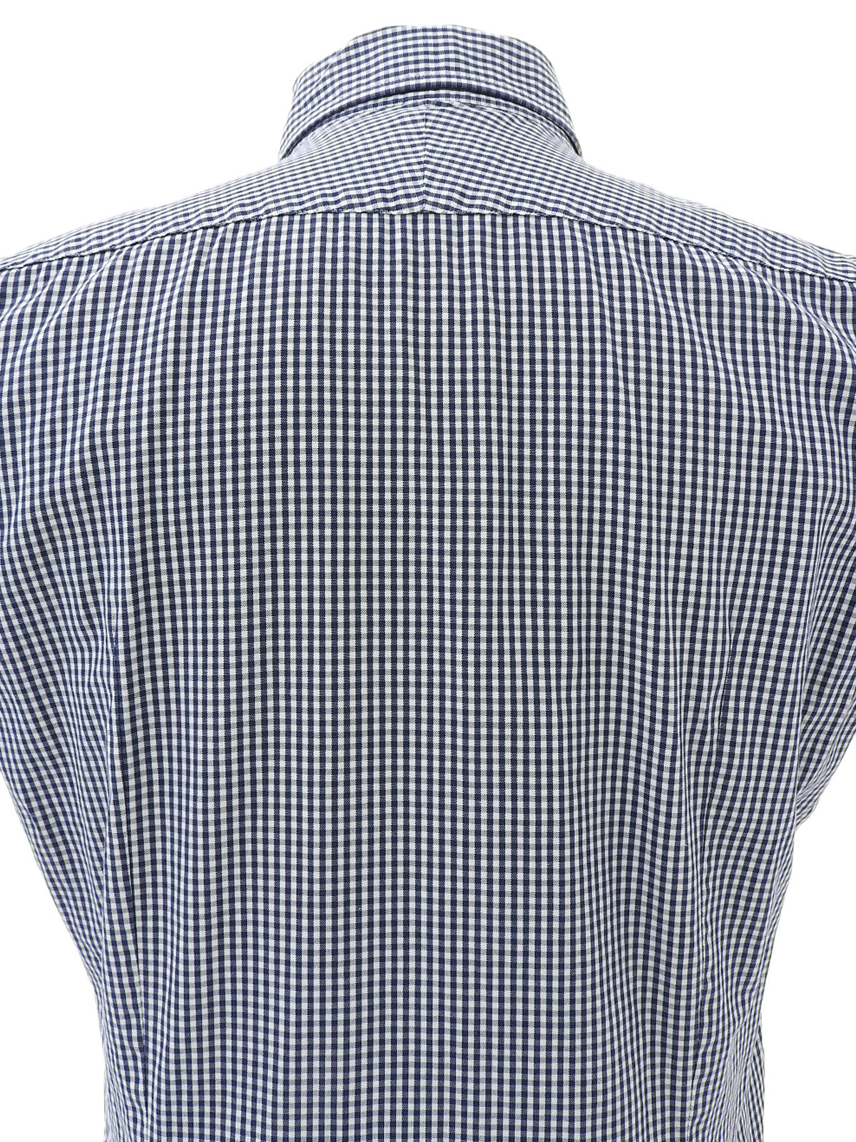 Gingham Check Pattern Logo Embroidered Short Sleeve Shirt Blue/White