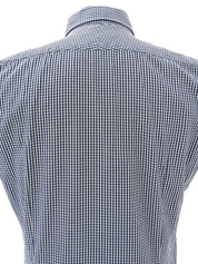 Gingham Check Pattern Logo Embroidered Short Sleeve Shirt Blue/White