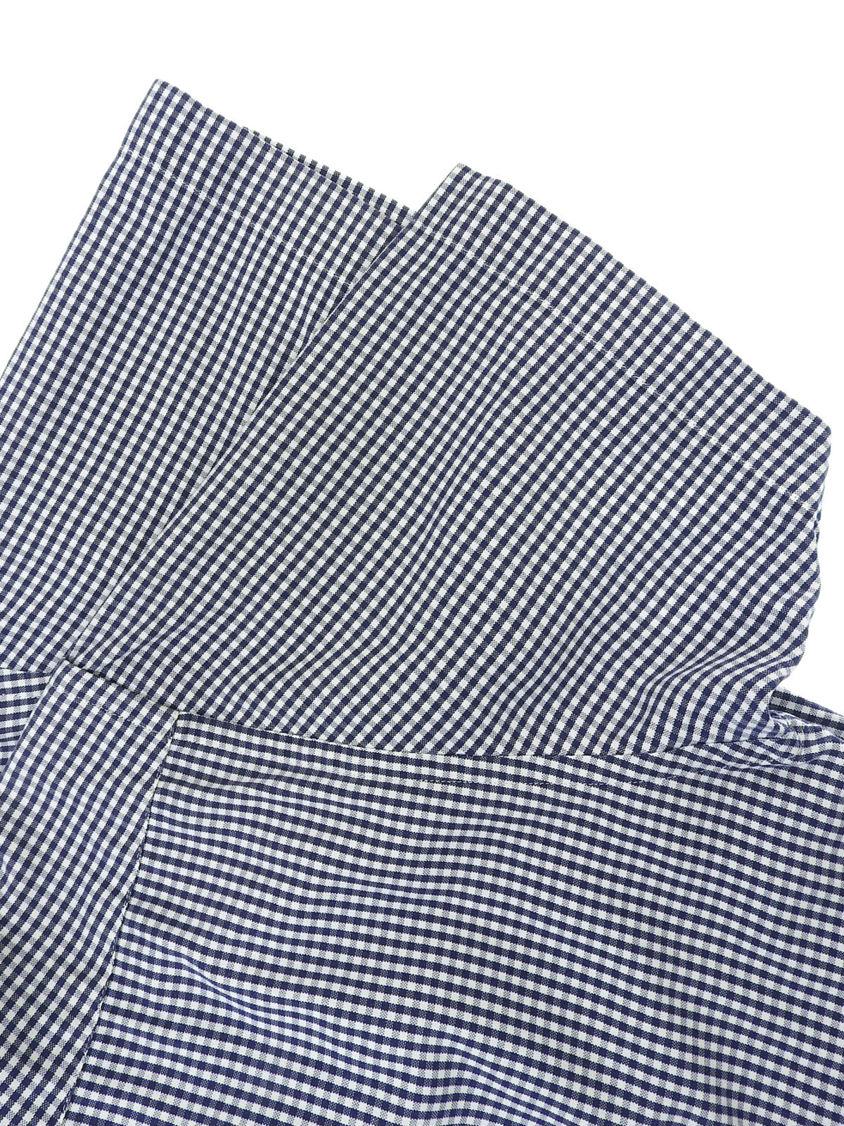 Gingham check pattern logo embroidered half sleeve shirt in blue/white