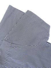 Gingham check pattern logo embroidered half sleeve shirt in blue/white