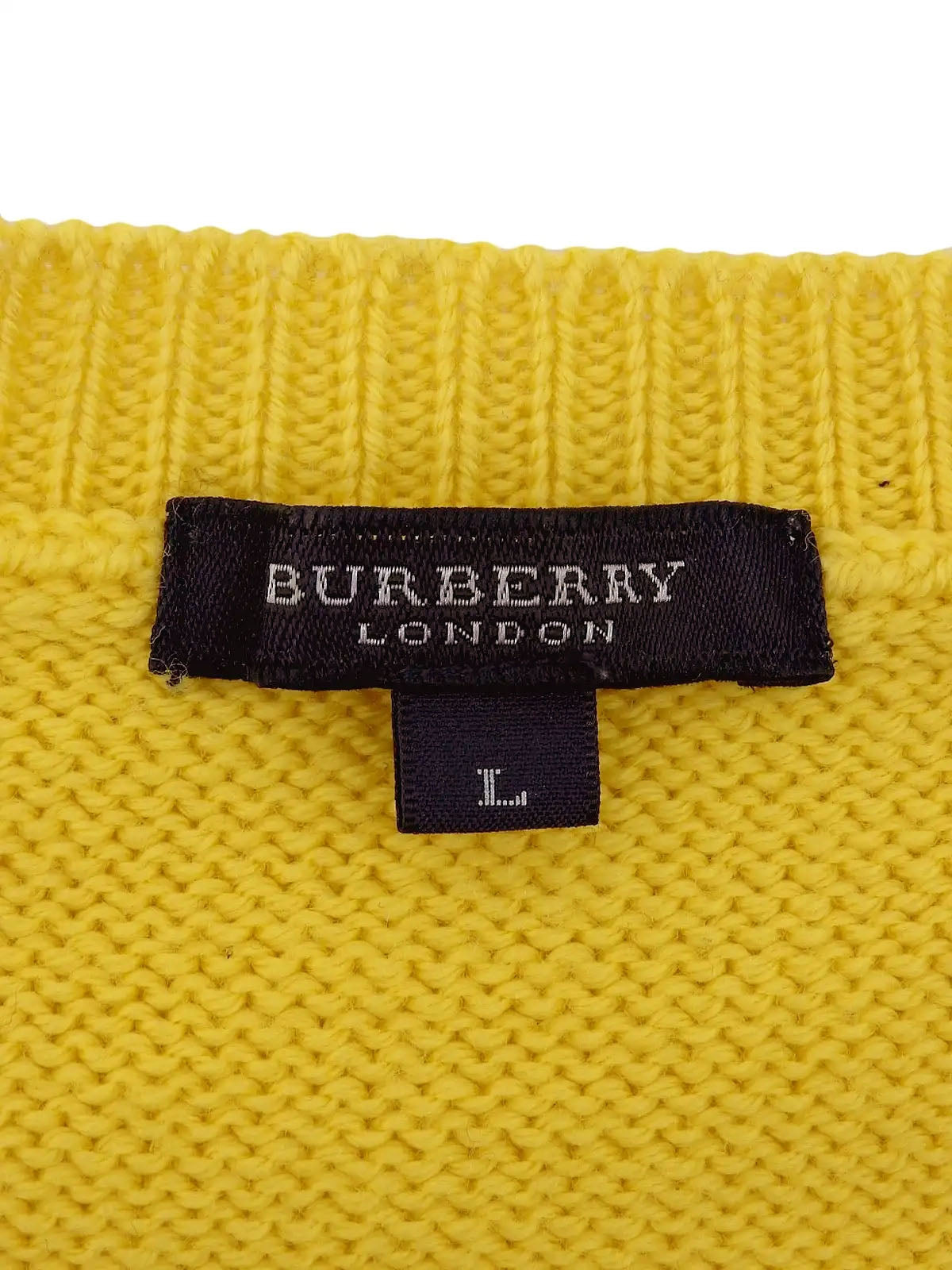 ウールロゴ刺繍長袖ニットセーター イエロー