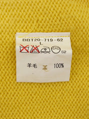 ウールロゴ刺繍長袖ニットセーター イエロー