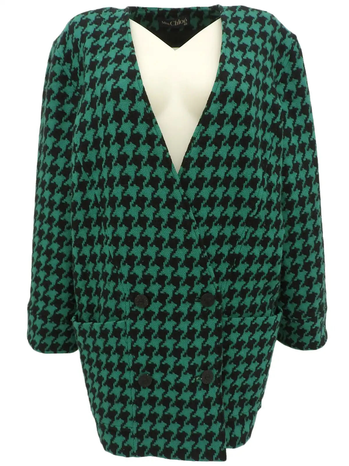 ハウンドトゥースパターンジャケット グリーン/ブラック