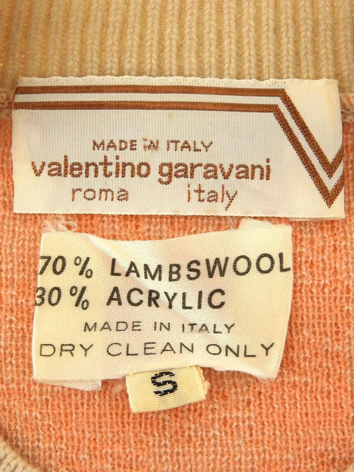 Wool long-sleeve cardigan in beige/salmon pink