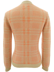 Wool long-sleeve cardigan in beige/salmon pink