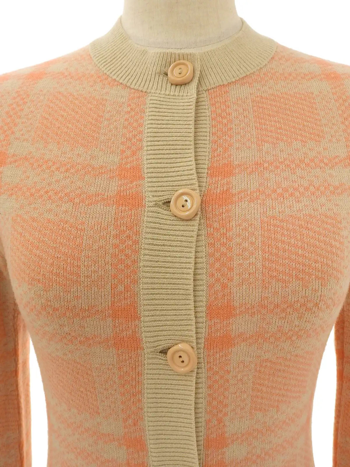 Wool long-sleeve cardigan in beige/salmon pink