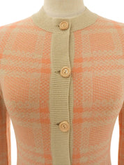 Wool long-sleeve cardigan in beige/salmon pink