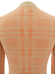 Wool long-sleeve cardigan in beige/salmon pink