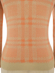 Wool long-sleeve cardigan in beige/salmon pink