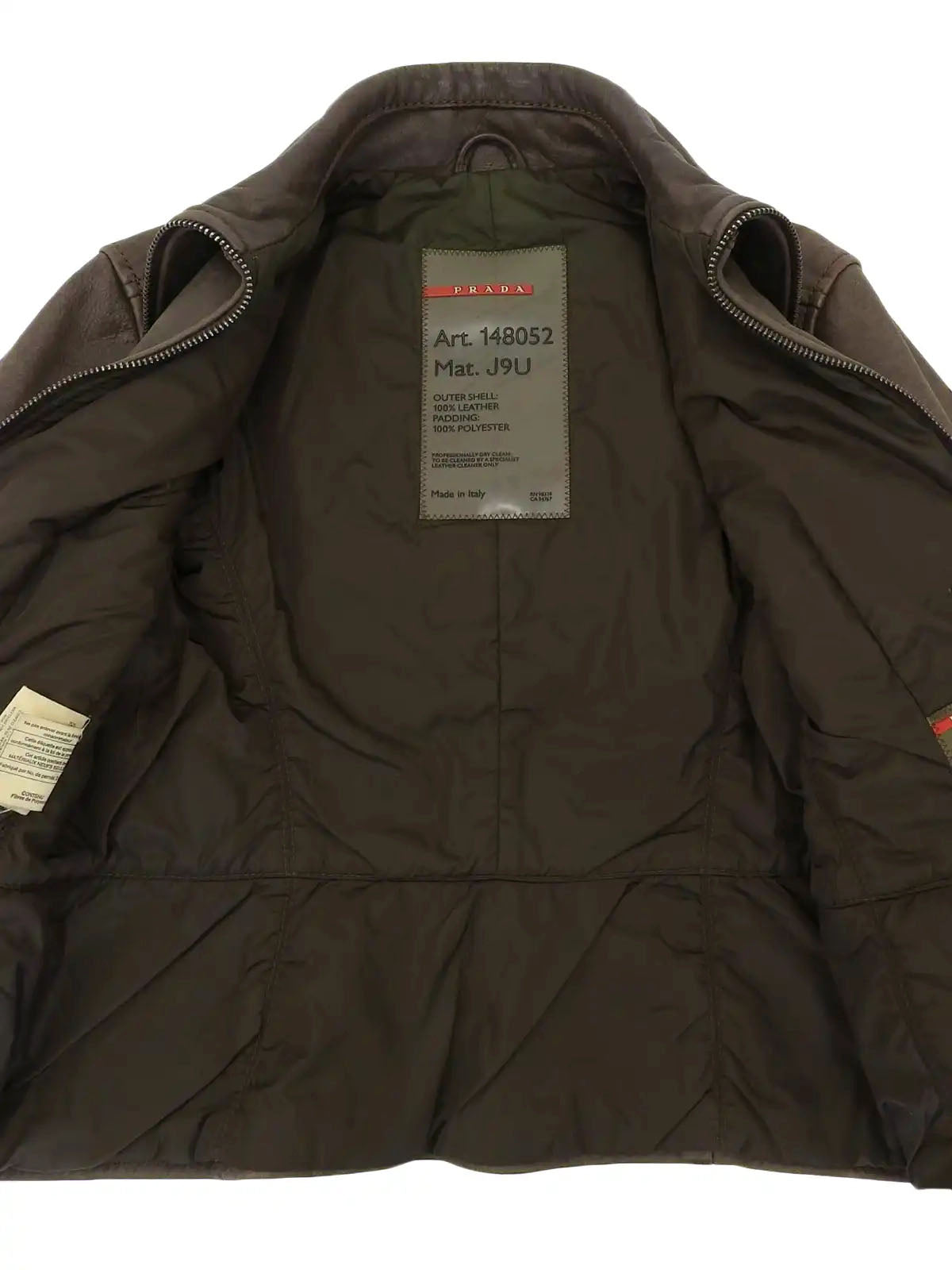 Brown leather logo zip-up jacket