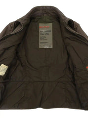 Brown leather logo zip-up jacket