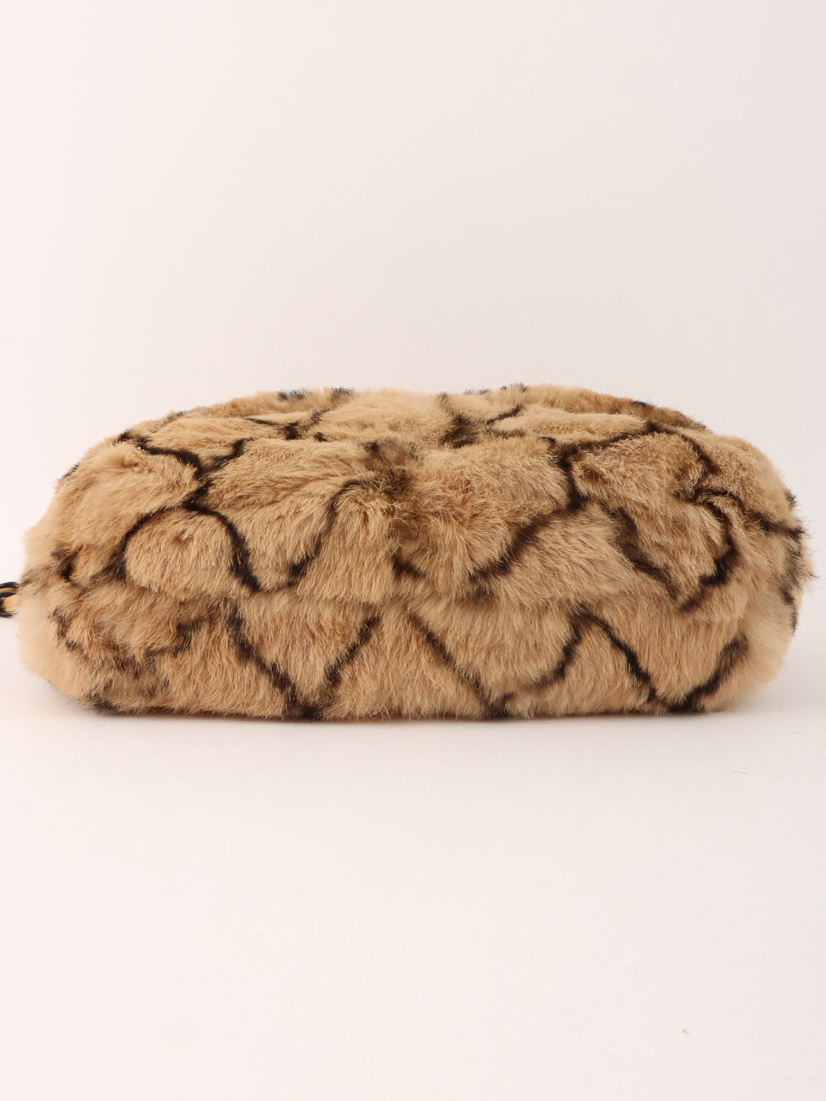 Circa 2000 Lapin Fur CC Turnlock Chain Shoulder Bag in Beige/Black