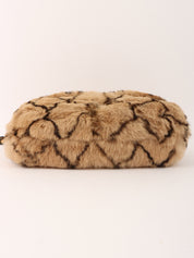 Circa 2000 Lapin Fur CC Turnlock Chain Shoulder Bag in Beige/Black