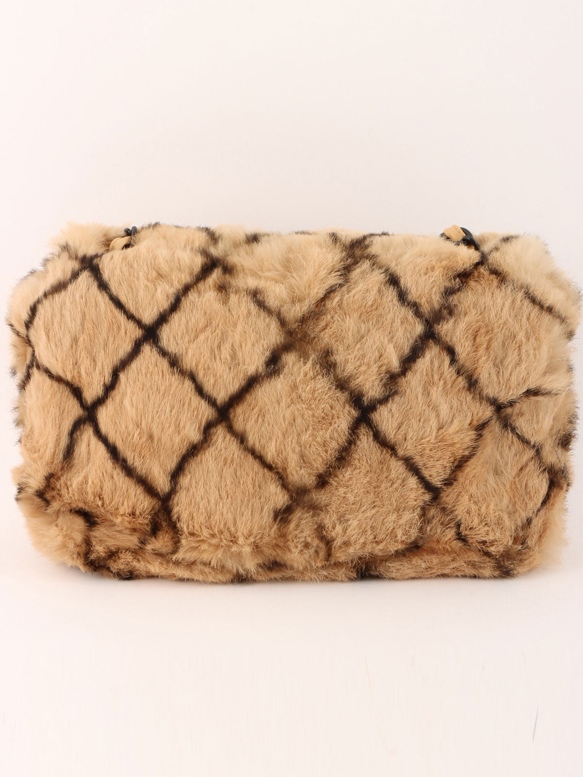 Circa 2000 Lapin Fur CC Turnlock Chain Shoulder Bag in Beige/Black