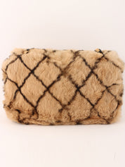 Circa 2000 Lapin Fur CC Turnlock Chain Shoulder Bag in Beige/Black