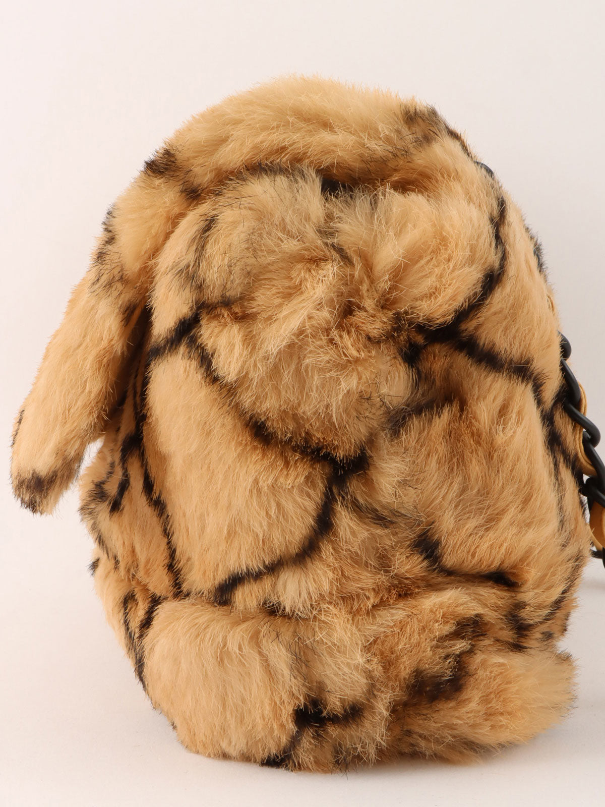 Circa 2000 Lapin Fur CC Turnlock Chain Shoulder Bag in Beige/Black