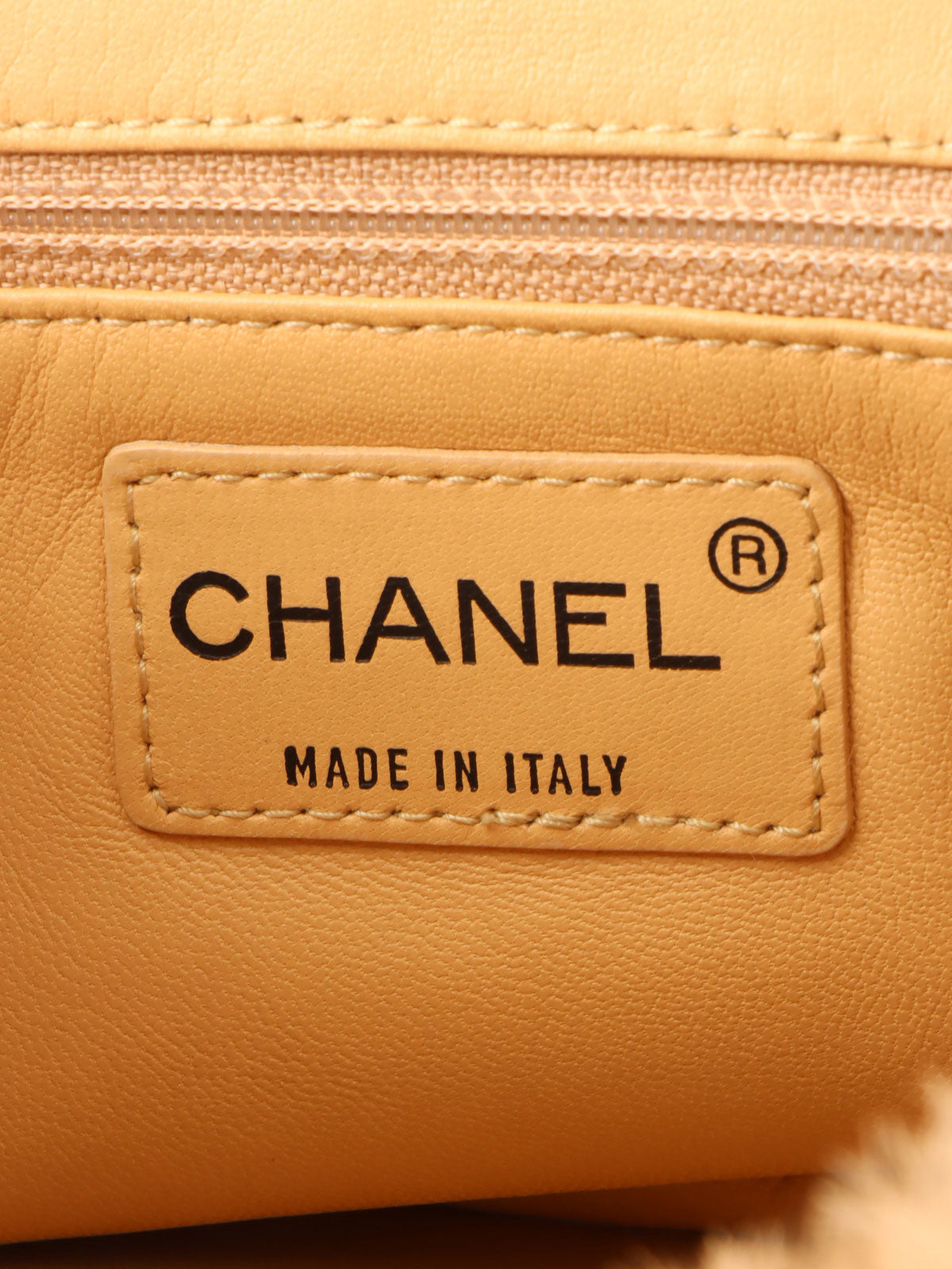 Circa 2000 Lapin Fur CC Turnlock Chain Shoulder Bag in Beige/Black