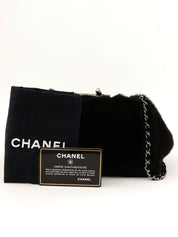 2004 Fur Clasp Chain Shoulder Bag Black