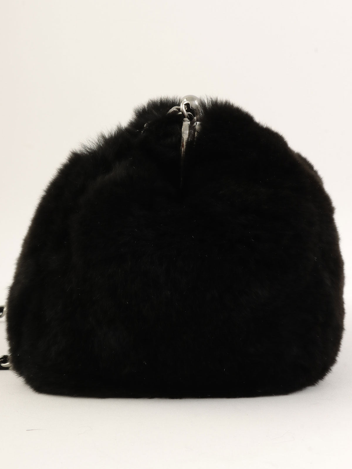 2004 Fur Clasp Chain Shoulder Bag Black