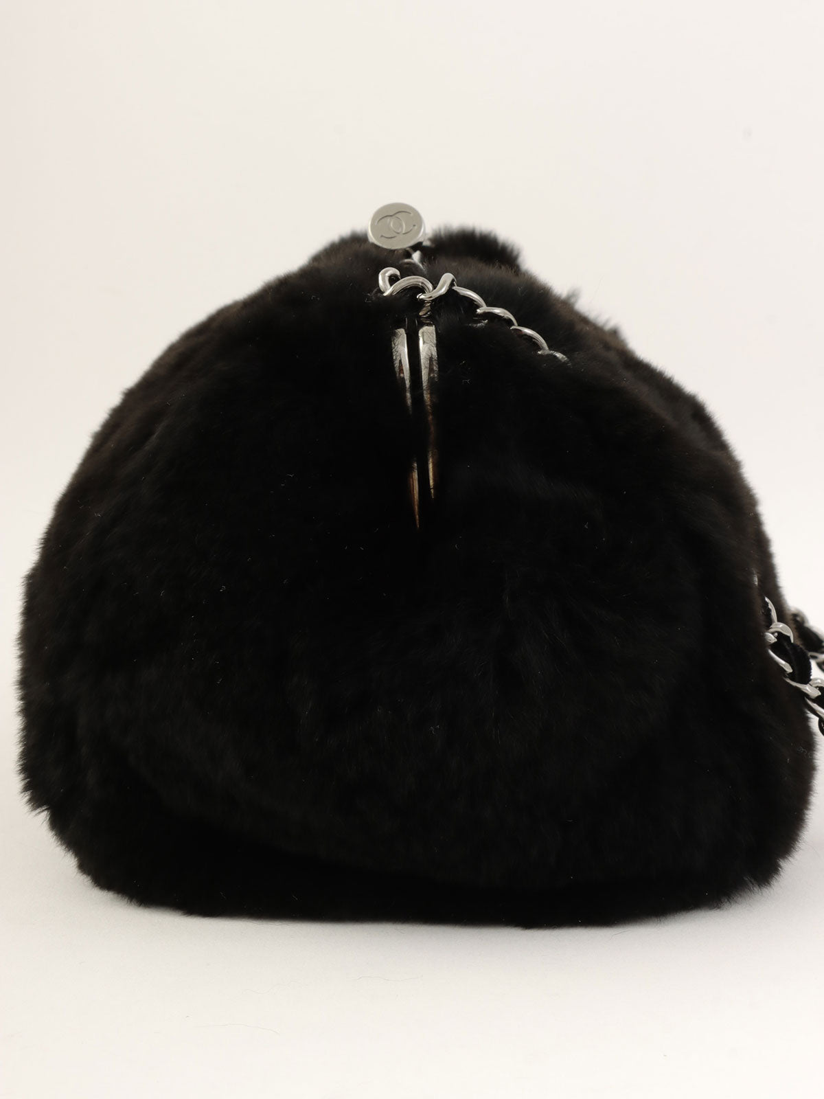 2004 Fur Clasp Chain Shoulder Bag Black