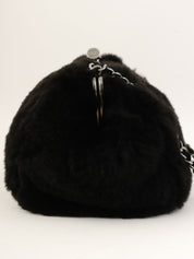 2004 Fur Clasp Chain Shoulder Bag Black