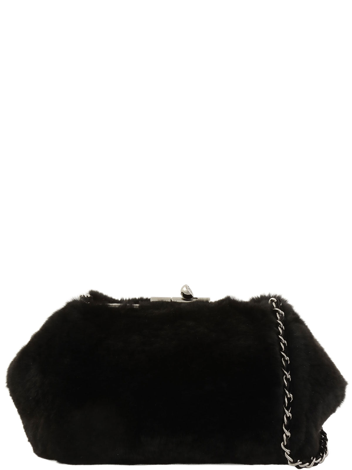 2004 Fur Clasp Chain Shoulder Bag Black