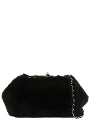 2004 Fur Clasp Chain Shoulder Bag Black