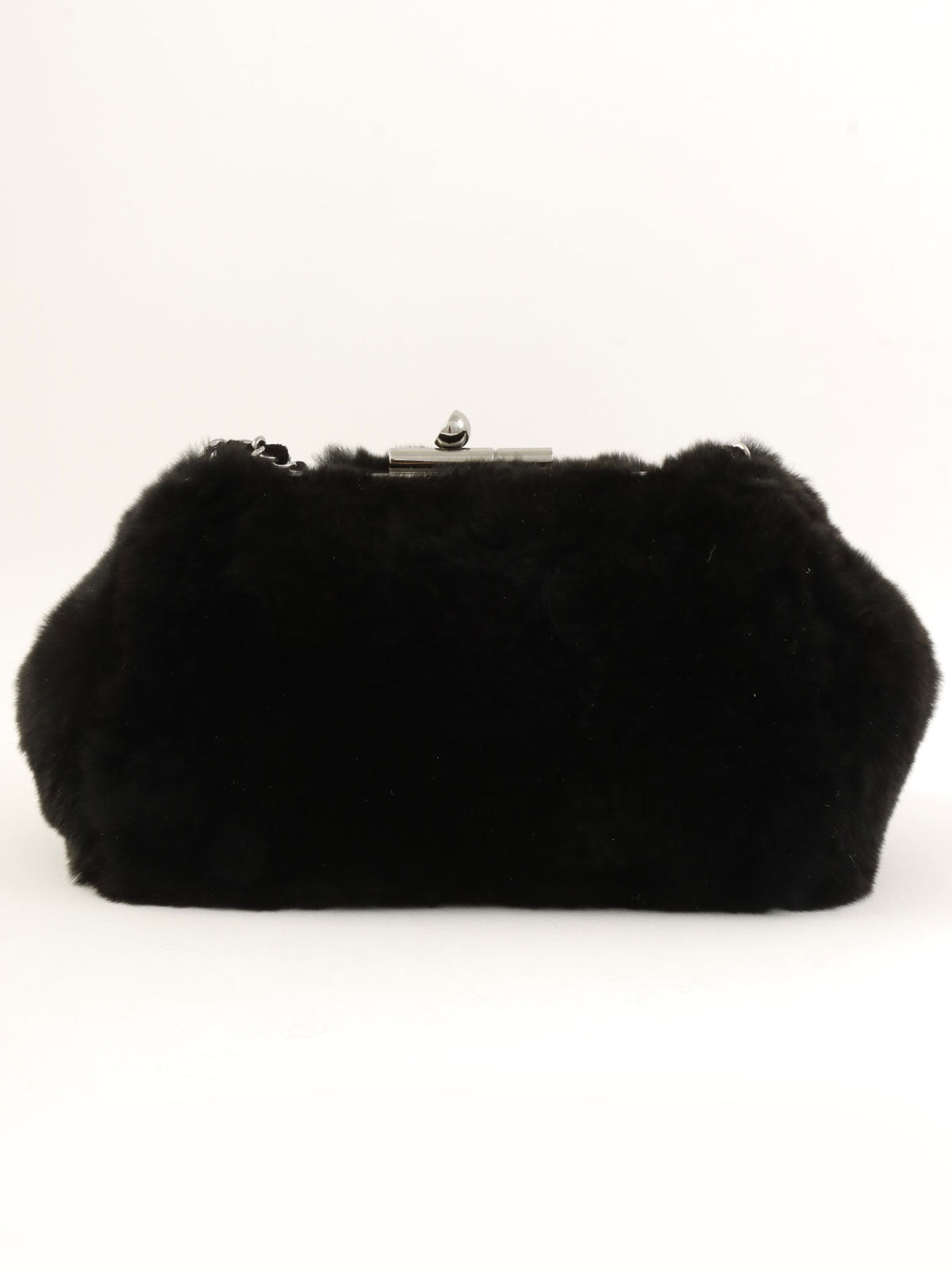 2004 Fur Clasp Chain Shoulder Bag Black