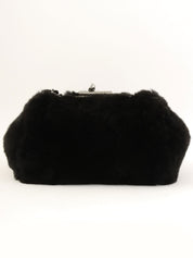 2004 Fur Clasp Chain Shoulder Bag Black
