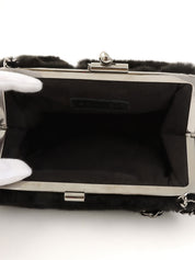 2004 Fur Clasp Chain Shoulder Bag Black