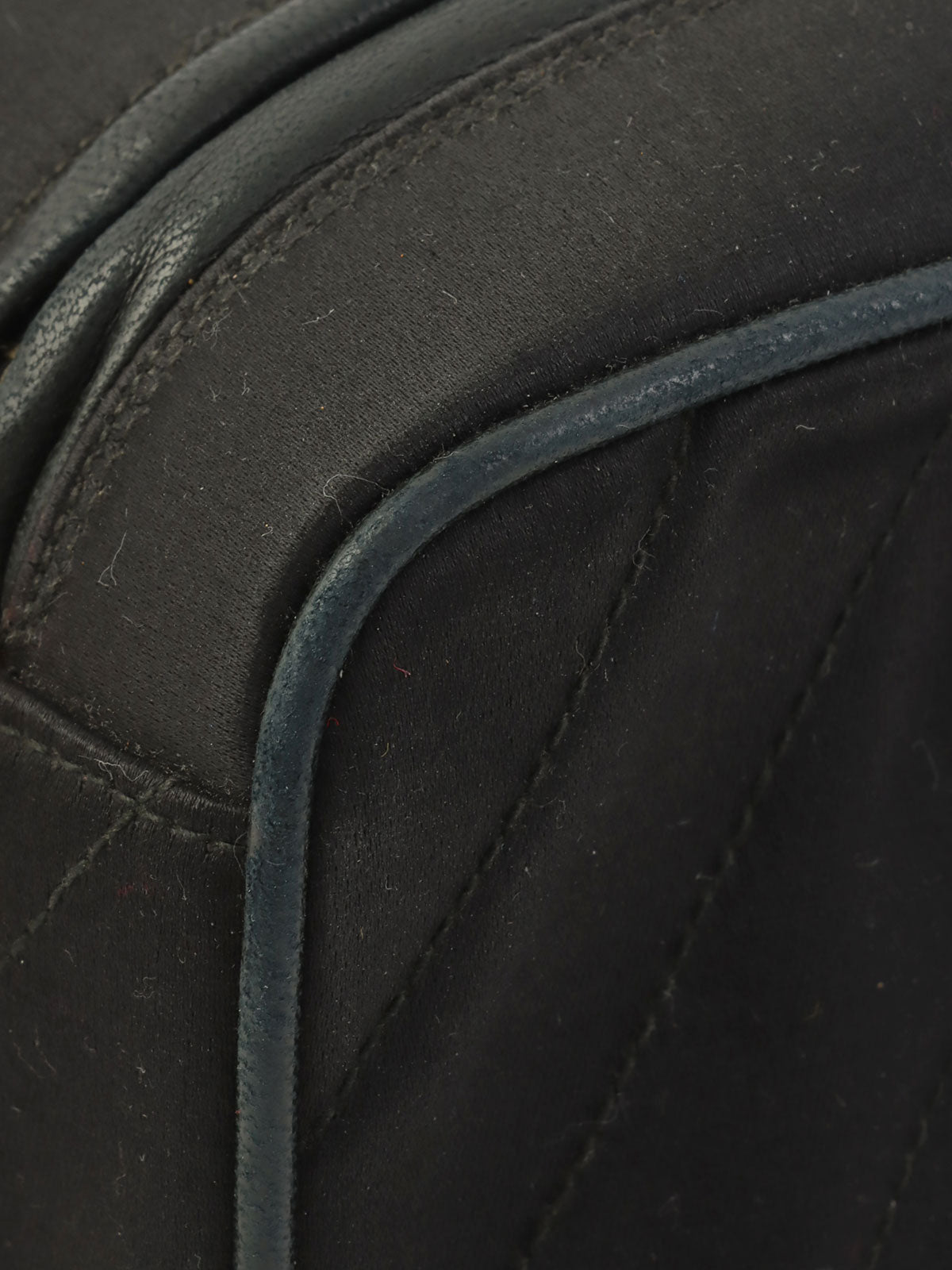 1992年製 サテンCCターンロックフリンジチェーンショルダーバッグ ブラック