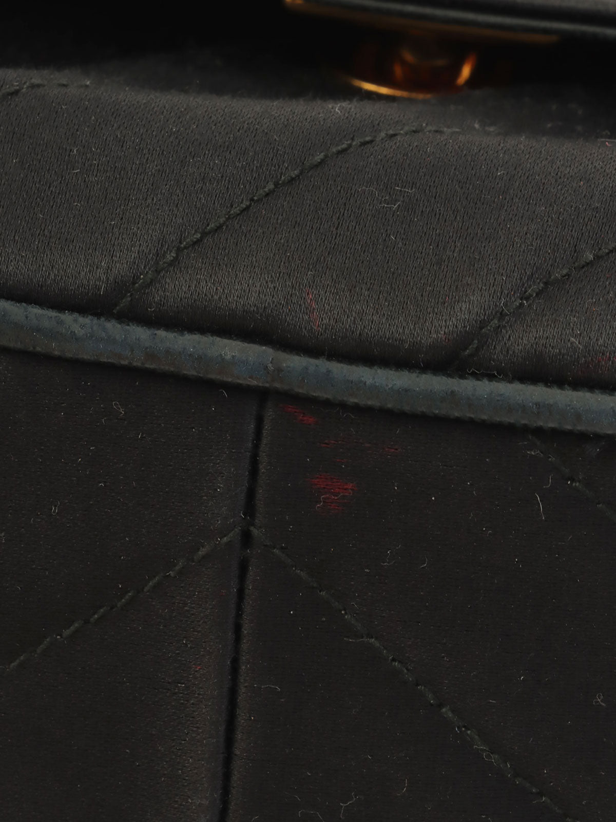 1992年製 サテンCCターンロックフリンジチェーンショルダーバッグ ブラック