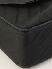 1992年製 サテンCCターンロックフリンジチェーンショルダーバッグ ブラック