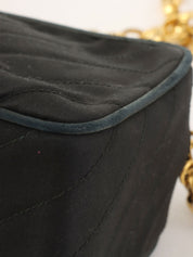 1992年製 サテンCCターンロックフリンジチェーンショルダーバッグ ブラック