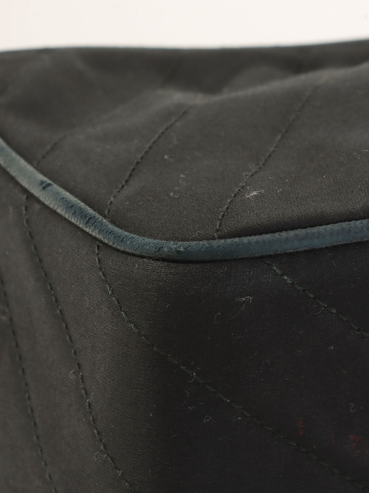 1992年製 サテンCCターンロックフリンジチェーンショルダーバッグ ブラック