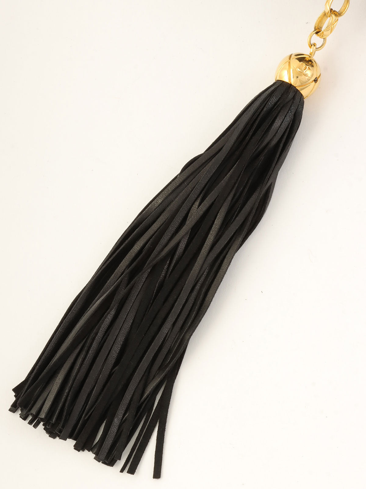 1992年製 サテンCCターンロックフリンジチェーンショルダーバッグ ブラック