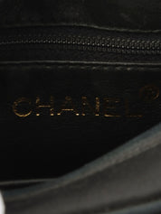 1992年製 サテンCCターンロックフリンジチェーンショルダーバッグ ブラック