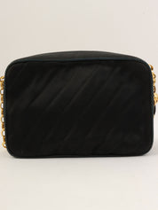 1992年製 サテンCCターンロックフリンジチェーンショルダーバッグ ブラック