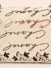 Circa 2005 Cotton CC Turnlock Mademoiselle Mirror Charm Chain Bag in Ivory/Multi