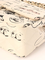 Circa 2005 Cotton CC Turnlock Mademoiselle Mirror Charm Chain Bag in Ivory/Multi