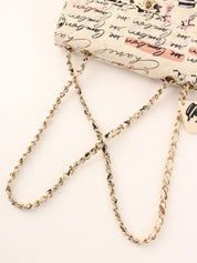 Circa 2005 Cotton CC Turnlock Mademoiselle Mirror Charm Chain Bag in Ivory/Multi