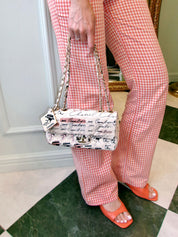 Circa 2005 Cotton CC Turnlock Mademoiselle Mirror Charm Chain Bag in Ivory/Multi