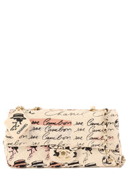 Circa 2005 Cotton CC Turnlock Mademoiselle Mirror Charm Chain Bag in Ivory/Multi