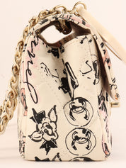 Circa 2005 Cotton CC Turnlock Mademoiselle Mirror Charm Chain Bag in Ivory/Multi