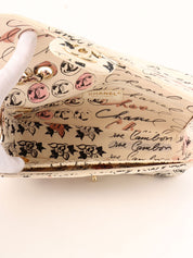 Circa 2005 Cotton CC Turnlock Mademoiselle Mirror Charm Chain Bag in Ivory/Multi