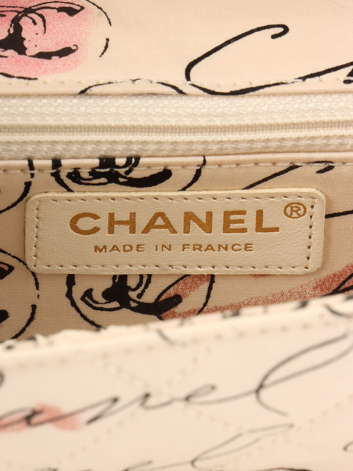 Circa 2005 Cotton CC Turnlock Mademoiselle Mirror Charm Chain Bag in Ivory/Multi