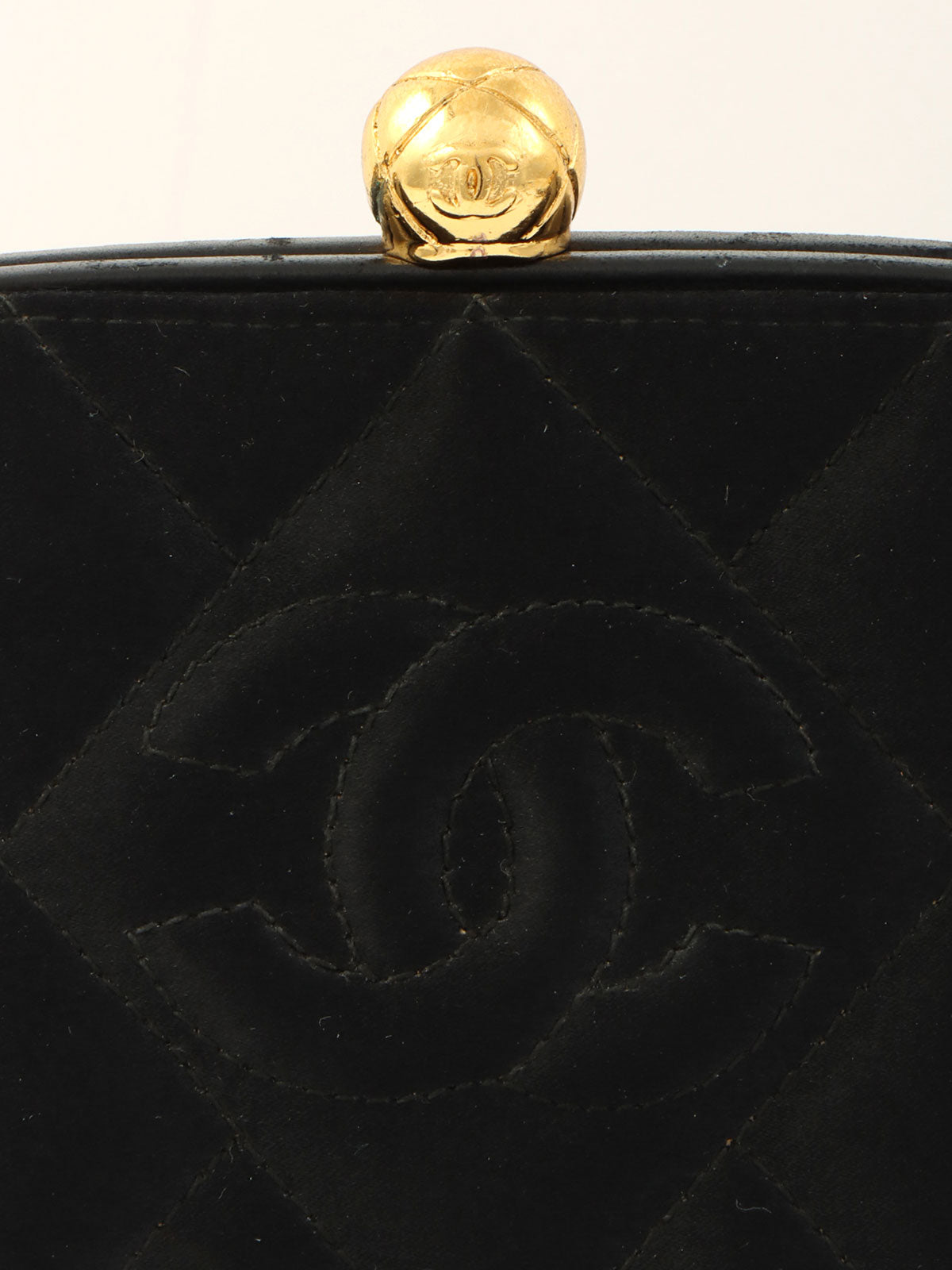1995 Silk Satin CC Mark Stitch Clasp Chain Bag Black