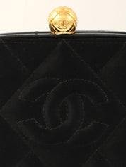 1995 Silk Satin CC Mark Stitch Clasp Chain Bag Black
